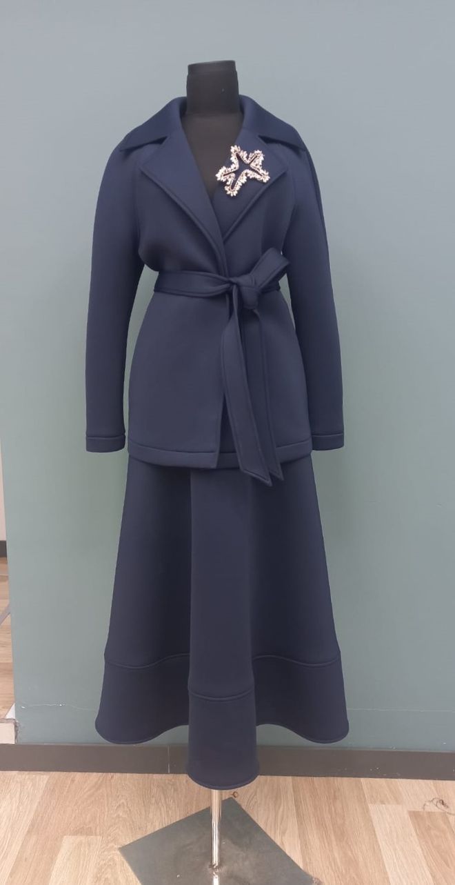 Puane Blu Navy Set Elegante Formale Abbigliamento all'ingrosso Modesto