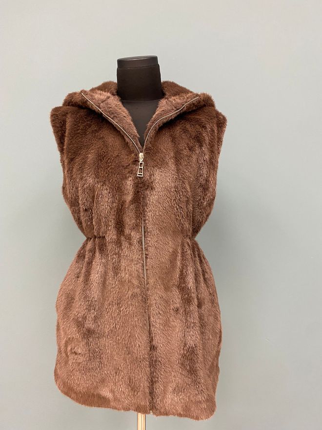 Puane Brązowa Kamizelka Casual Elegancki Długi Zamek Jeden Kolor Hurtowa sprzedaż odzieży Casual