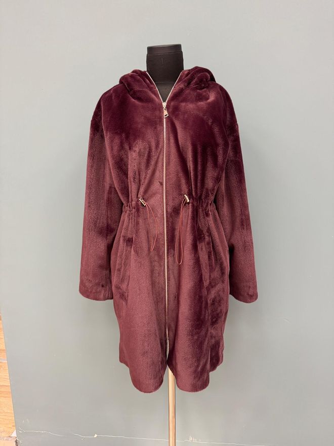 Puane Cappotto Bordeaux Con Cappuccio Parka Abbigliamento all'ingrosso Casuale