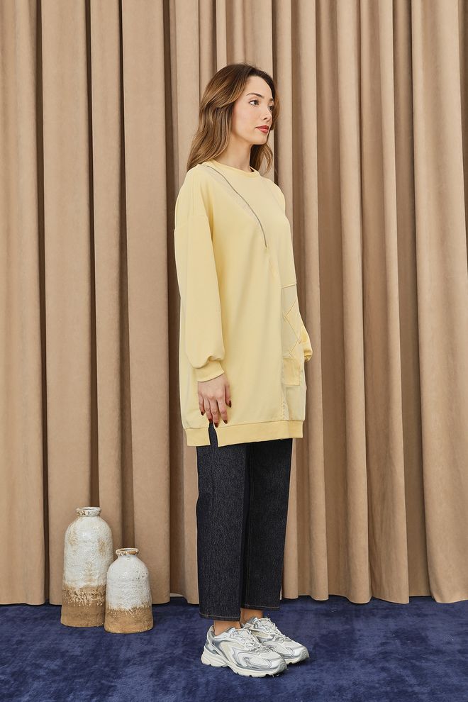 Puane Yellow Oversized Fit Casual Tunic Wholesale Clothing Spring
