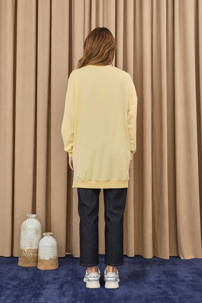 Puane Yellow Oversized Fit Casual Tunic Wholesale Clothing Casual