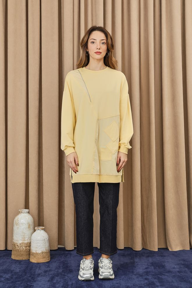 Puane Yellow Oversized Fit Casual Tunic Wholesale Clothing Lounge