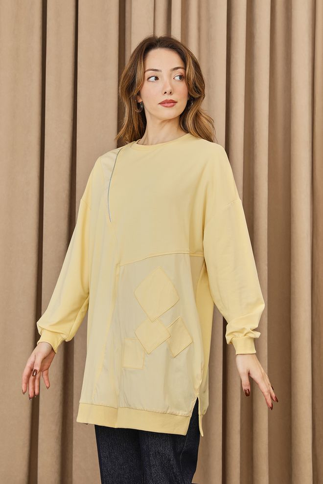 Puane Gelbe Tunika Mit Oversized Passform Lässig Großhandelskleidung Modest