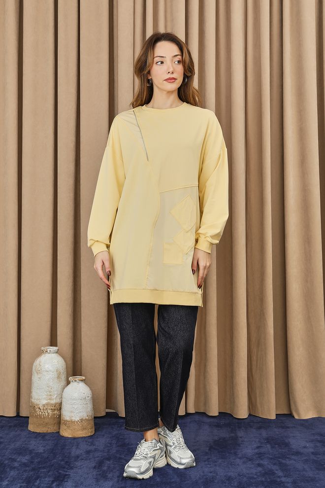Puane Yellow Oversized Fit Casual Tunic Wholesale Clothing 1