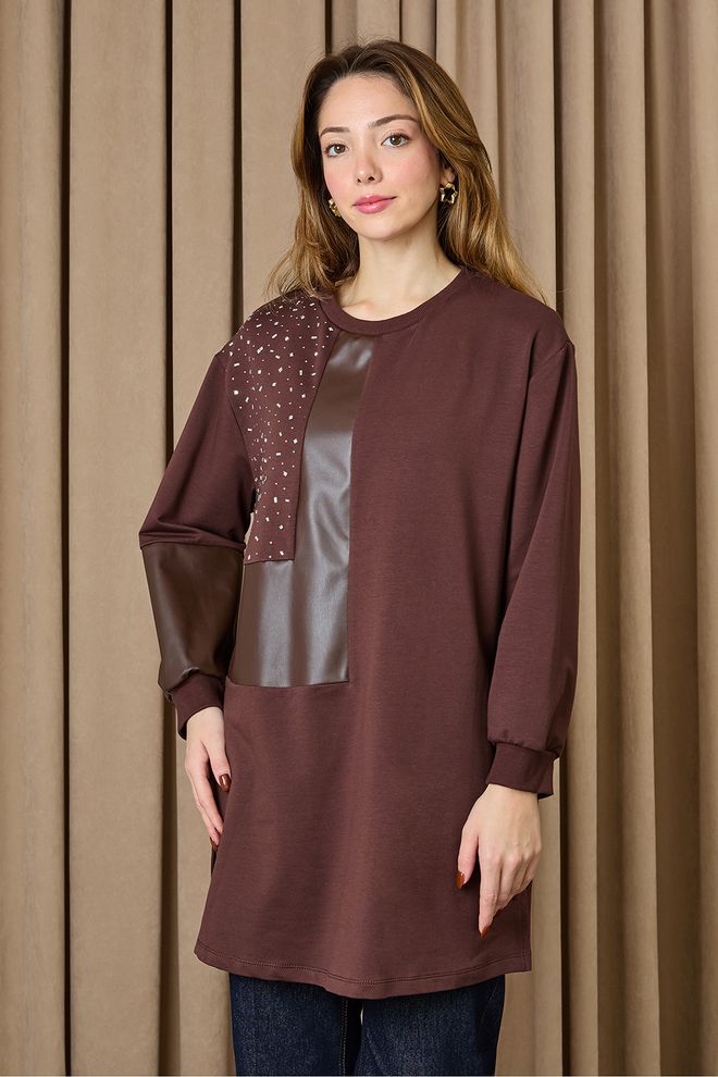 Puane Braun Lässig Streetwear Modest Tunika Großhandelskleidung Modest