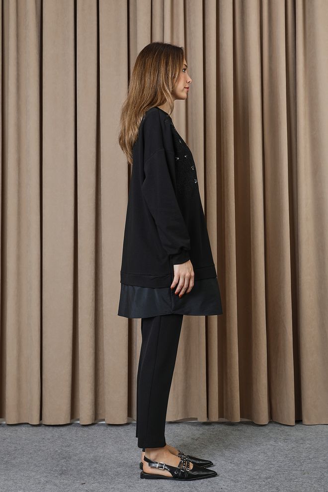 Puane Black Oversized Fit Casual Tunic Wholesale Clothing Fall