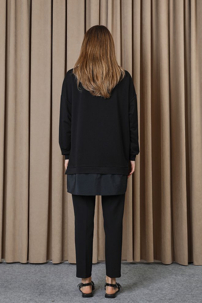 Puane Black Oversized Fit Casual Tunic Wholesale Clothing Casual