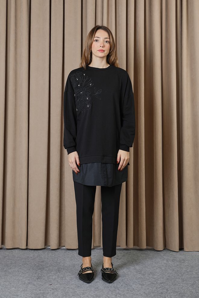 Puane Black Oversized Fit Casual Tunic Wholesale Clothing Lounge