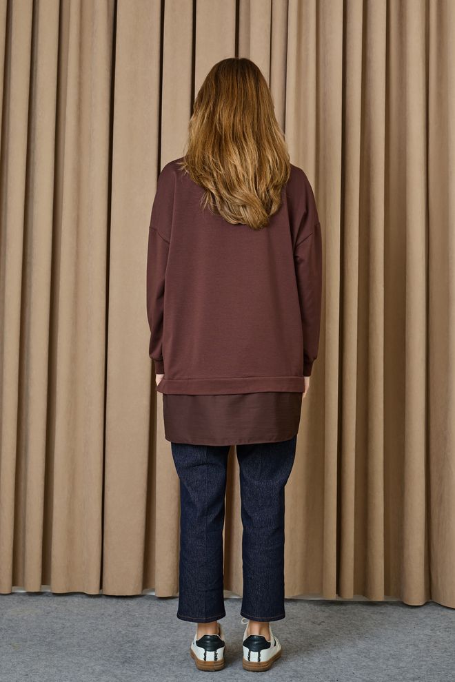 Puane Brown Floral Oversized Fit Tunic For Fall And Winter Wholesale Clothing Casual