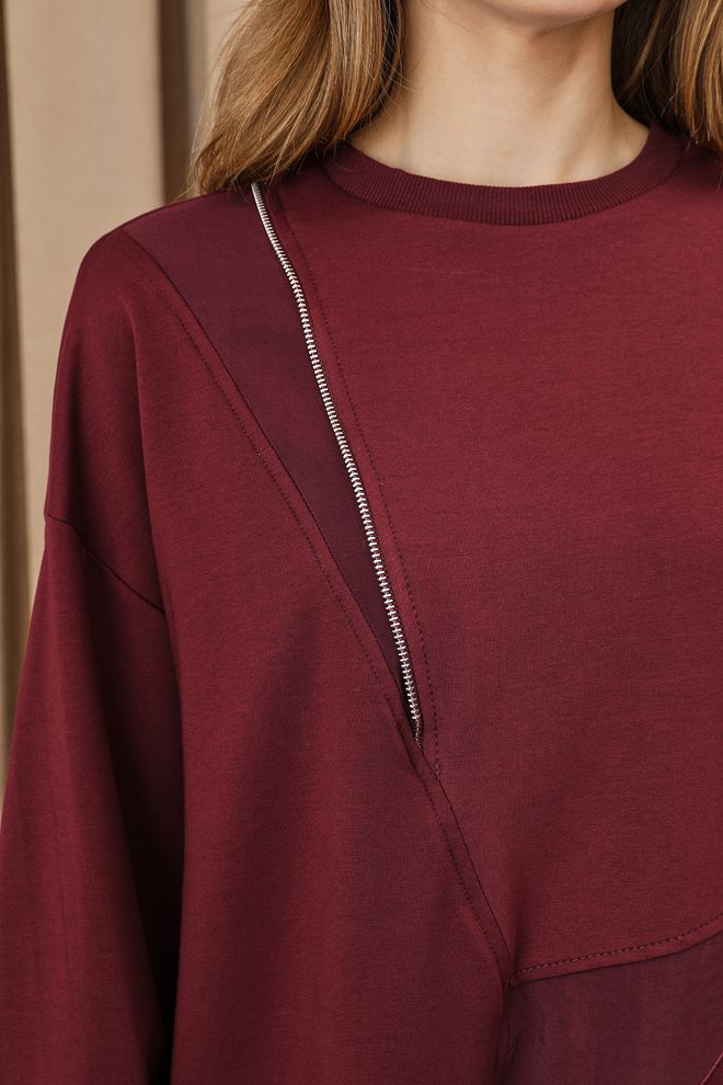 Puane Claret Red Tunic Oversized Pull On Long Sleeve Wholesale Clothing 5