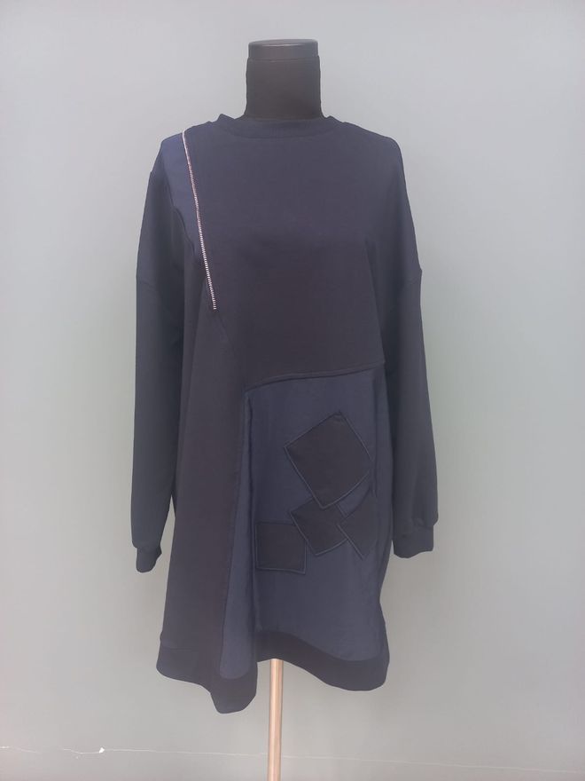 Puane Marineblaue Tunika Mit Oversized Passform Und Pull On Großhandelskleidung Lässig