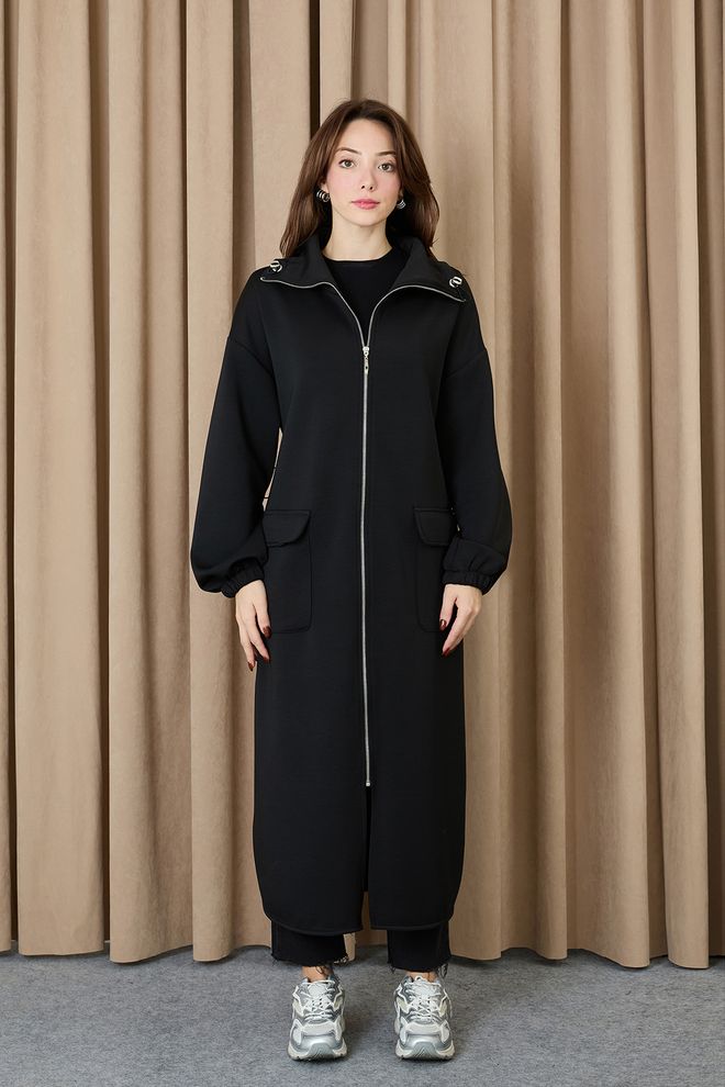 Puane Черное Оверсайз Пальто С Капюшоном И Пуховик Оптовая продажа одежды Бездельничать