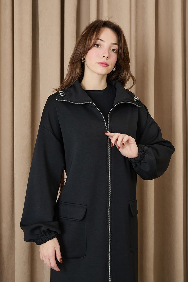 Puane Черное Оверсайз Пальто С Капюшоном И Пуховик Оптовая продажа одежды 1