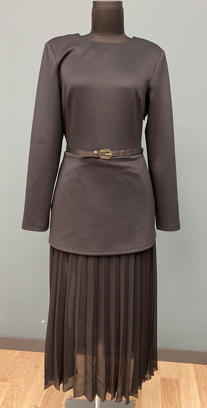 Puane Коричневое Скромное Элегантное Формальное Свитер Платье Оптовая продажа одежды Скромный