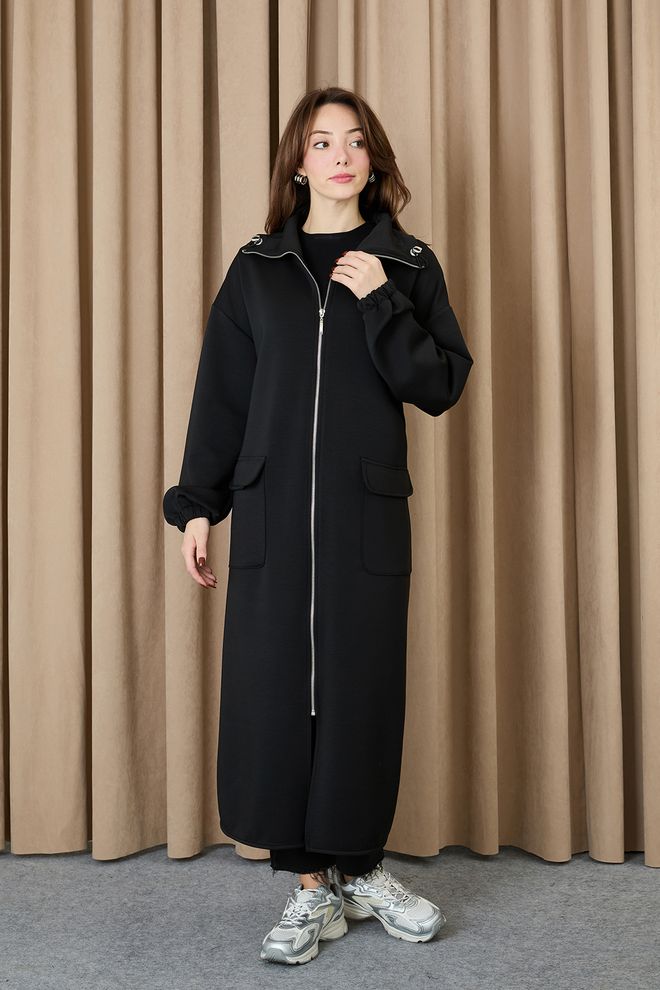 Puane Черное Оверсайз Пальто С Капюшоном И Пуховик Оптовая продажа одежды Скромный