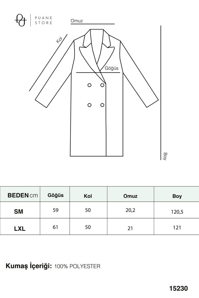 Puane Casaco Longo De Pele Azul marinho Oversized Com Manga 3/4 Roupas por atacado Natal