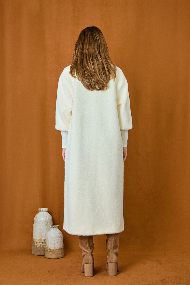 Puane Бяло Елегантно Едноредово Дълго Палто Дрехи на едро Есен