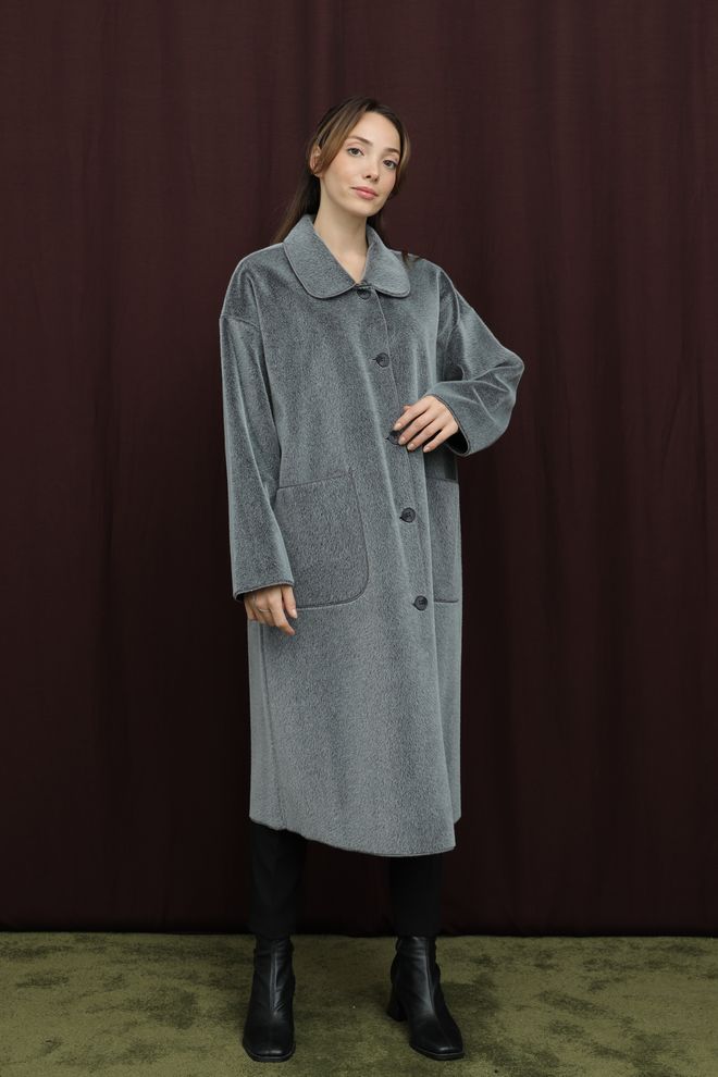 Puane Grijze Casual Elegante Vintage Retro Jas Groothandel Kleding Casual