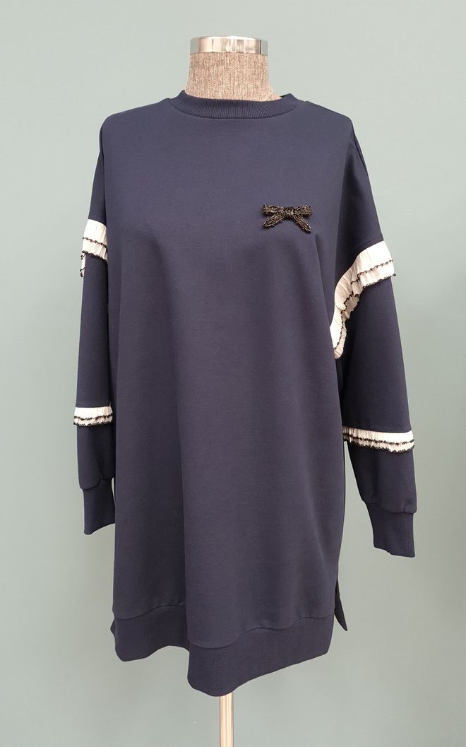 Puane سترة الأزرق الداكن غير رسمي محتشم ملابس بالجملة محتشم