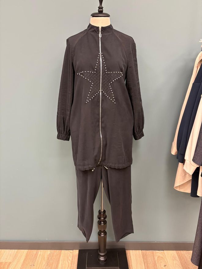 Puane Komplet Czarny Casual Sportowy Skromny Hurtowa sprzedaż odzieży Skromny