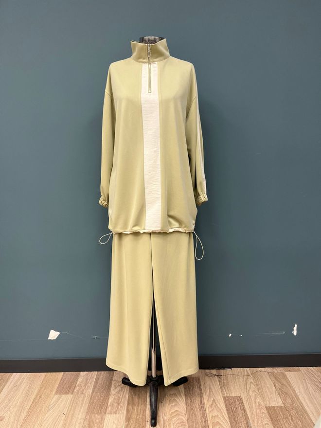 Puane Beżowy Zestaw Oversize Z Blokiem Kolorów Hurtowa sprzedaż odzieży Skromny