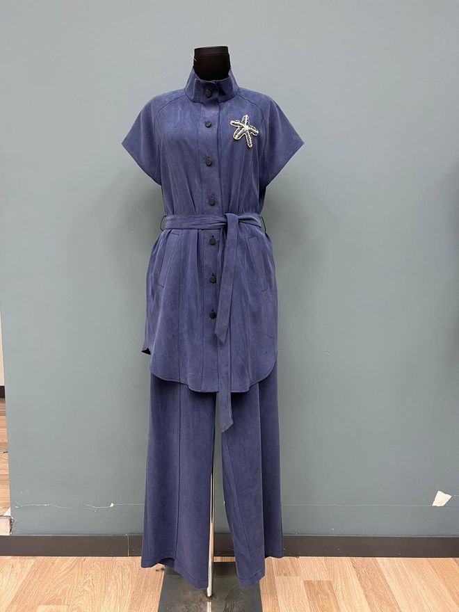 Puane Conjunto Azul marinho Elegante Formal Roupas por atacado Modesto