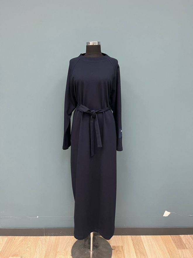 Puane فستان أزرق داكن أنيق بقصة غمد وأكمام طويلة ملابس بالجملة محتشم