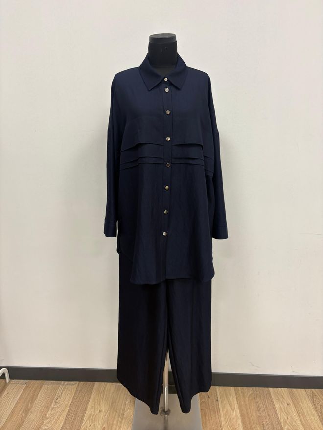 Puane Súprava Navy Blue Oversized Palazzo Nohavice Veľkoobchod s oblečením Skromný
