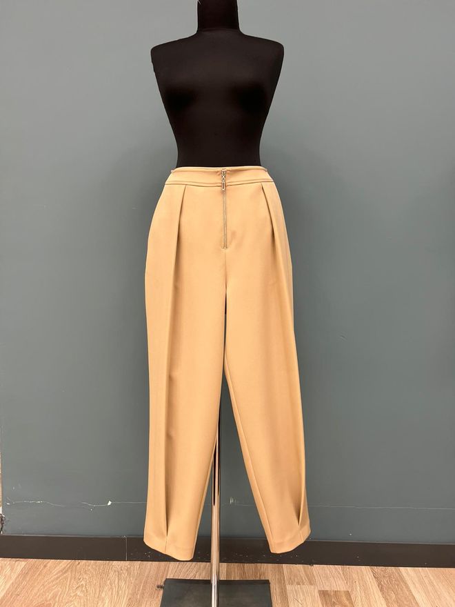 Puane Béžové Culottes Nohavice S Vysokým Pásom A Širokými Nohavicami Veľkoobchod s oblečením Neformálny