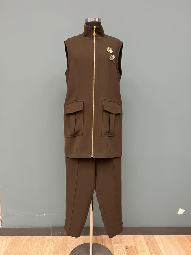 Puane Hnedá Skromný Neformálny Elegantný Súprava Veľkoobchod s oblečením Skromný