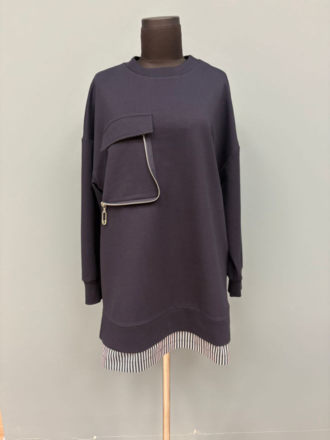 Puane Túnica Negra De Talla Grande Con Cremallera Ropa al por mayor Modesto