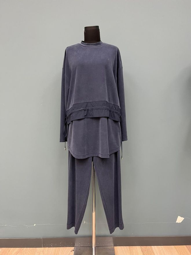 Puane Komplet Granatowy Casual Skromny Oversize Palazzo Hurtowa sprzedaż odzieży Skromny