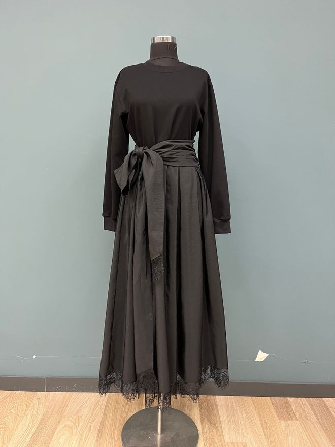 Puane Čierne Elegantné Fit And Flare Maxi Šaty Veľkoobchod s oblečením Skromný