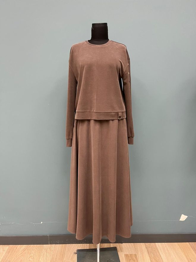 Puane Brown Modest Casual Elegant Set Wholesale Clothing Modest