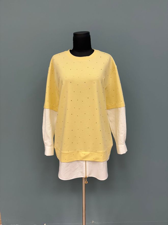 Puane Gelbe Tunika Mit Polka Dot Und Reißverschluss Großhandelskleidung Modest