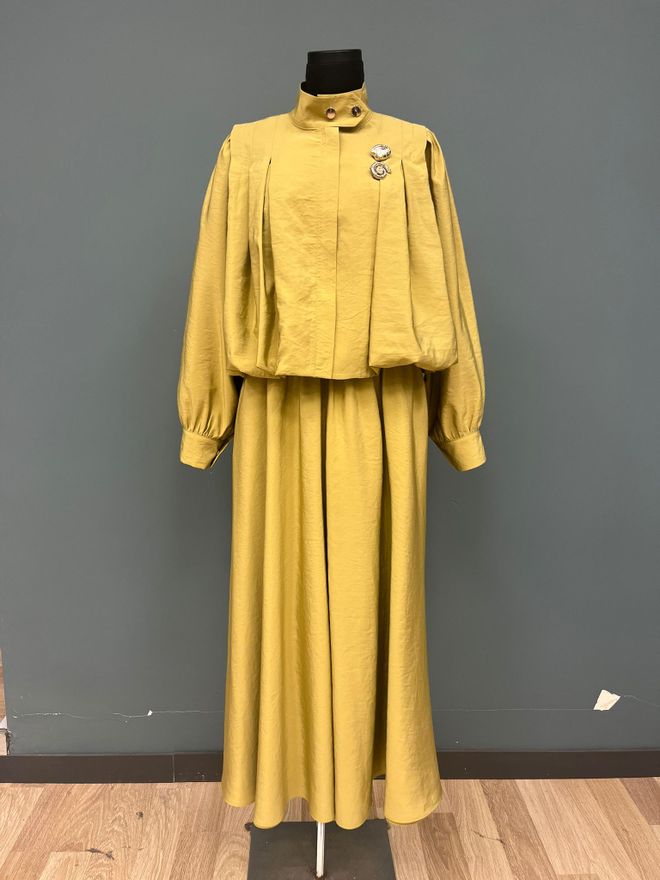 Puane Conjunto Amarelo Elegante Saia Alargada Maxi Roupas por atacado Modesto