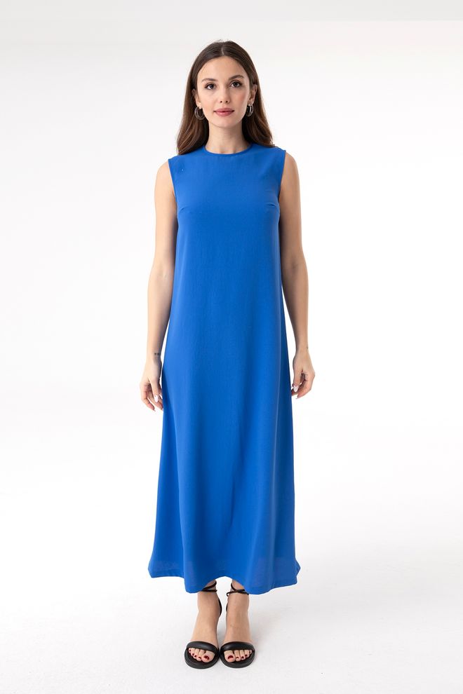 Puane Elegantné Modré Sheath Maxi Šaty S Cap Rukávmi Veľkoobchod s oblečením Neformálny