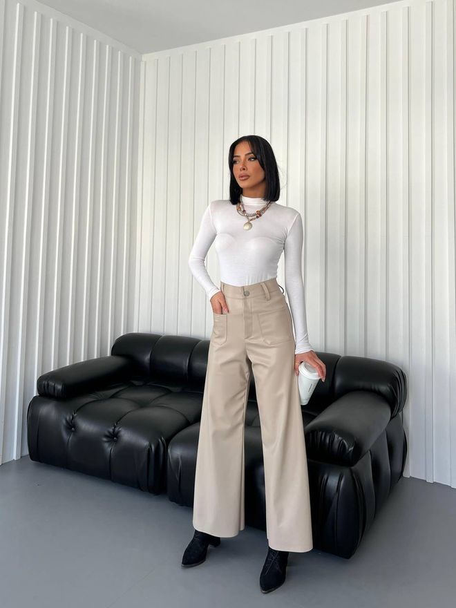 Ilia Leren Broek Mink Groothandel Kleding Casual