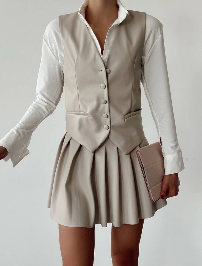 Ilia Gilet in pelle Pietra Abbigliamento all'ingrosso Formale