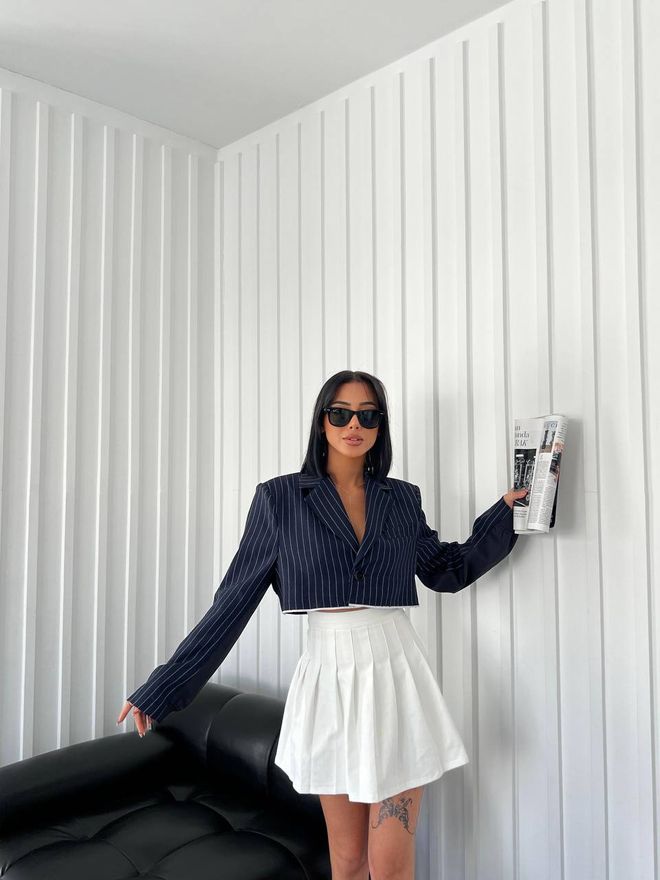 Ilia Bomber Jacket Navy Blue Wholesale Clothing Cotton