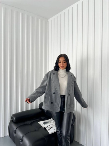 Veľkoobchodný model oblečenia nosí  Krátky kabát zo skrýše - Antracit
, turecký veľkoobchodný Kabát od Qesto Fashion