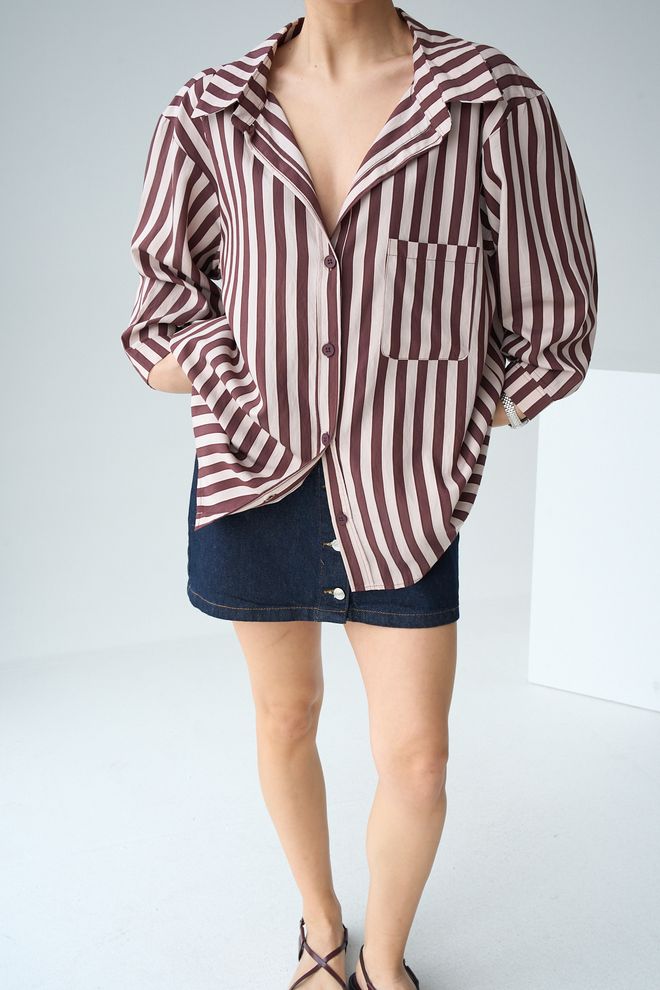 Qustyle Camisa A Rayas Borgoña Ropa al por mayor Casual