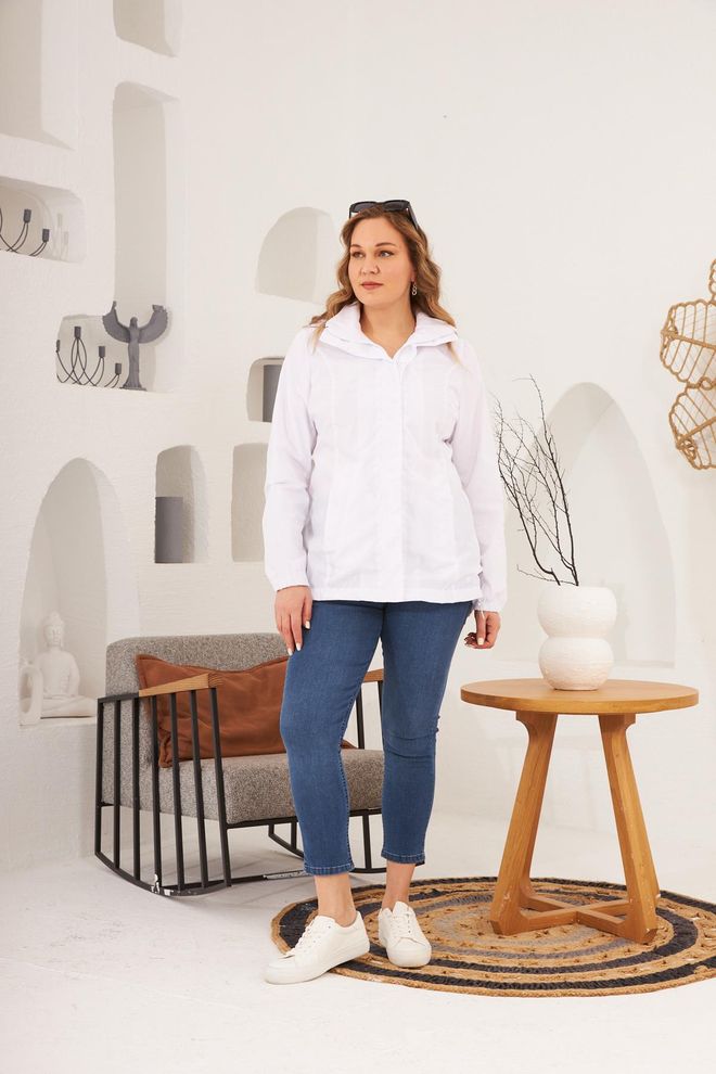 RMG White Hooded Trenchcoat For Casual & Streetwear Wholesale Clothing 5