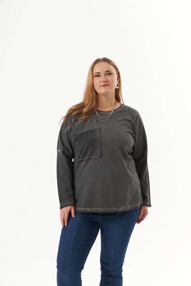 RMG Grau Lässig Plus Size Sweatshirt Großhandelskleidung Plus Size