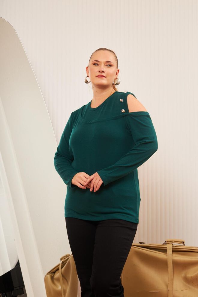 RMG Green Plus Size Casual Sexy Blouse Wholesale Clothing Plus Size