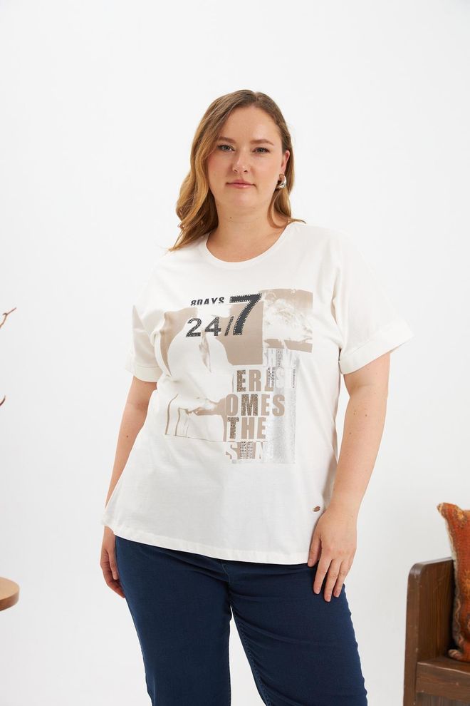 RMG Camiseta Blanca Casual Con Estampado De Letras Talla Grande Ropa al por mayor Talla grande