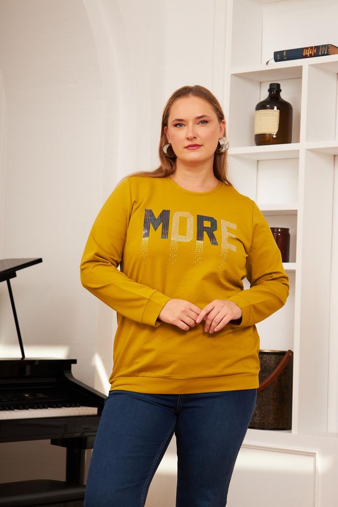 RMG Sudadera Amarillo Casual Talla Grande Deporte Ropa De Calle Ropa al por mayor Talla grande