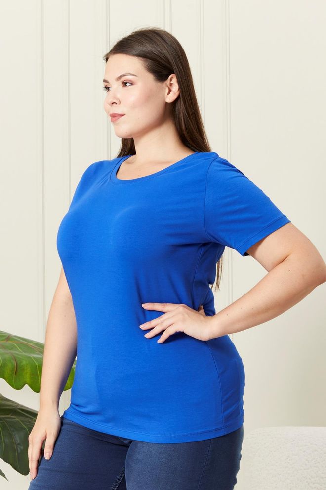 RMG Blue Casual Plus Size Tshirt Wholesale Clothing Lounge