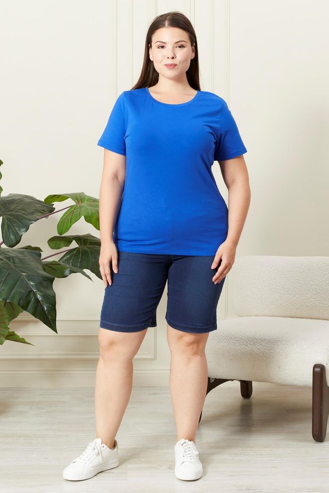 RMG Blue Casual Plus Size Tshirt Wholesale Clothing Casual