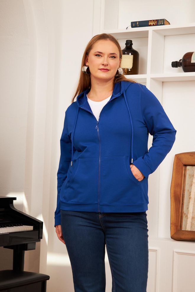 RMG Azul Casual Talla Grande Deporte Ropa De Calle Sudadera Ropa al por mayor Talla grande